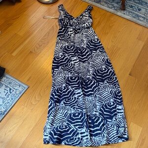 Lilly Pulitzer Sloane Oh Cabana Boy Maxi Dress navy white umbrella size small